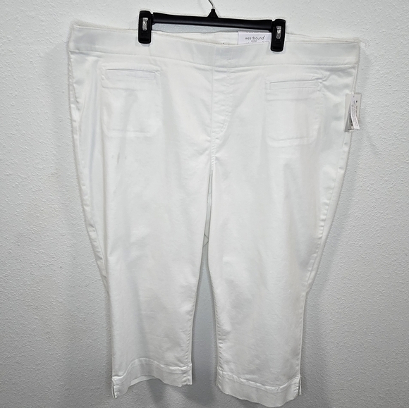 Westbound Pants - Westbound Womens  High Rise Skinni White Summer Cropped Pants  Size 24W